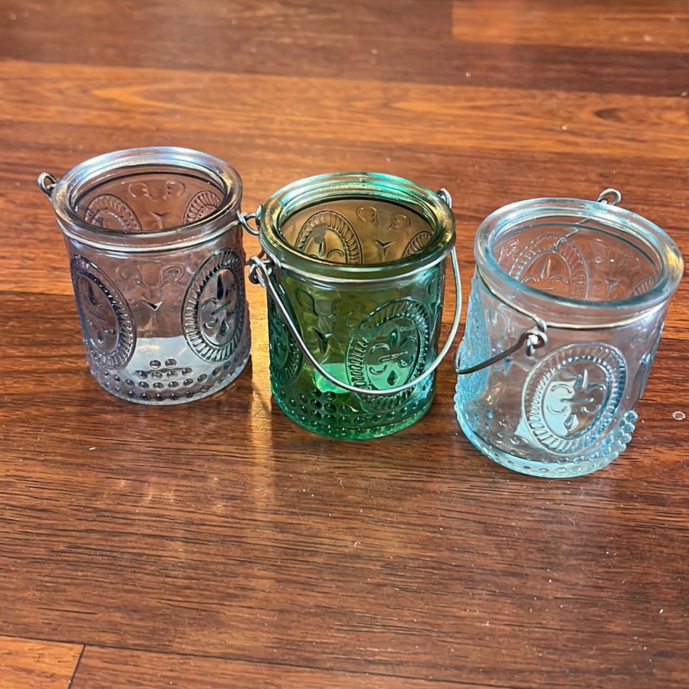 Trio of Thick Glass Votive Candle Holders